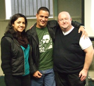 Sam Maccartney with Cuban trade unionists Yudith Camps